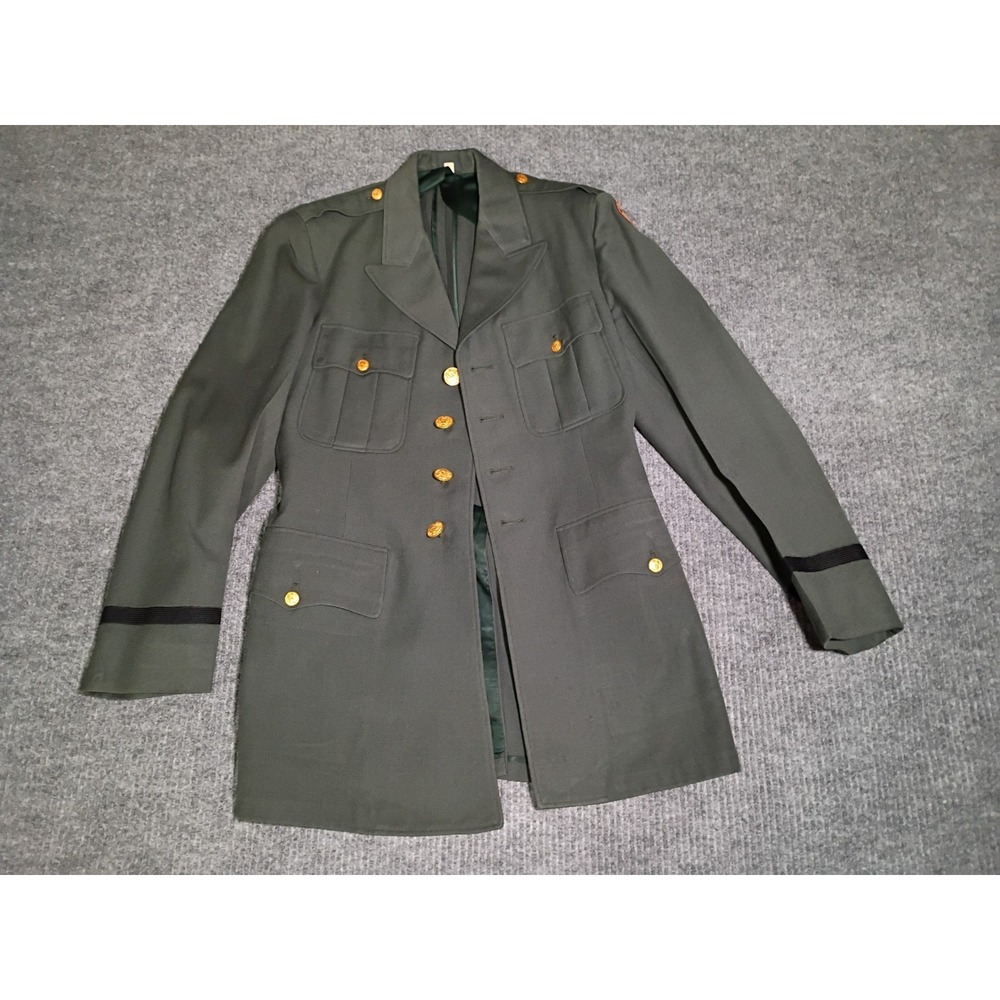 US Army WWII 1955 VTG 100% Wool Green Dress Coat Size 36 Special Forces Patch